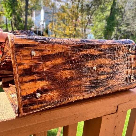 Brahmin Tia Tote Bag Tiger’s Eye Melbourne Leather Large Zip Tote NWT - Picture 4 of 7